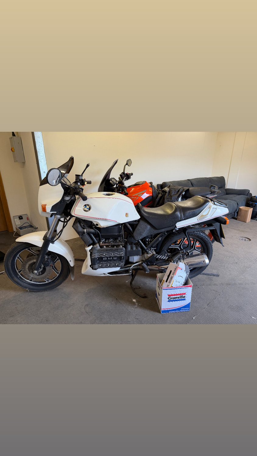 Original white BMW K75C at RMC after collection