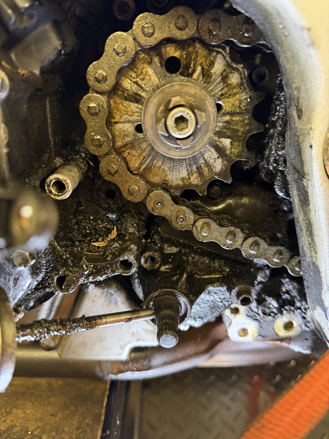 Front sprocket before cleaning