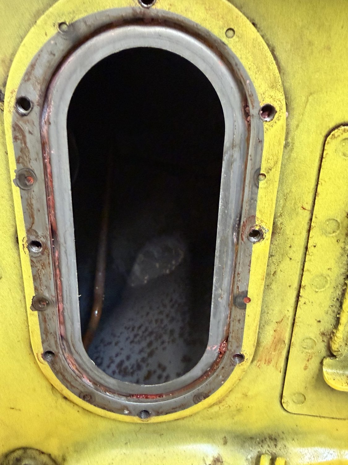 Inside the yellow TL1000R fuel tank through the pump aperture