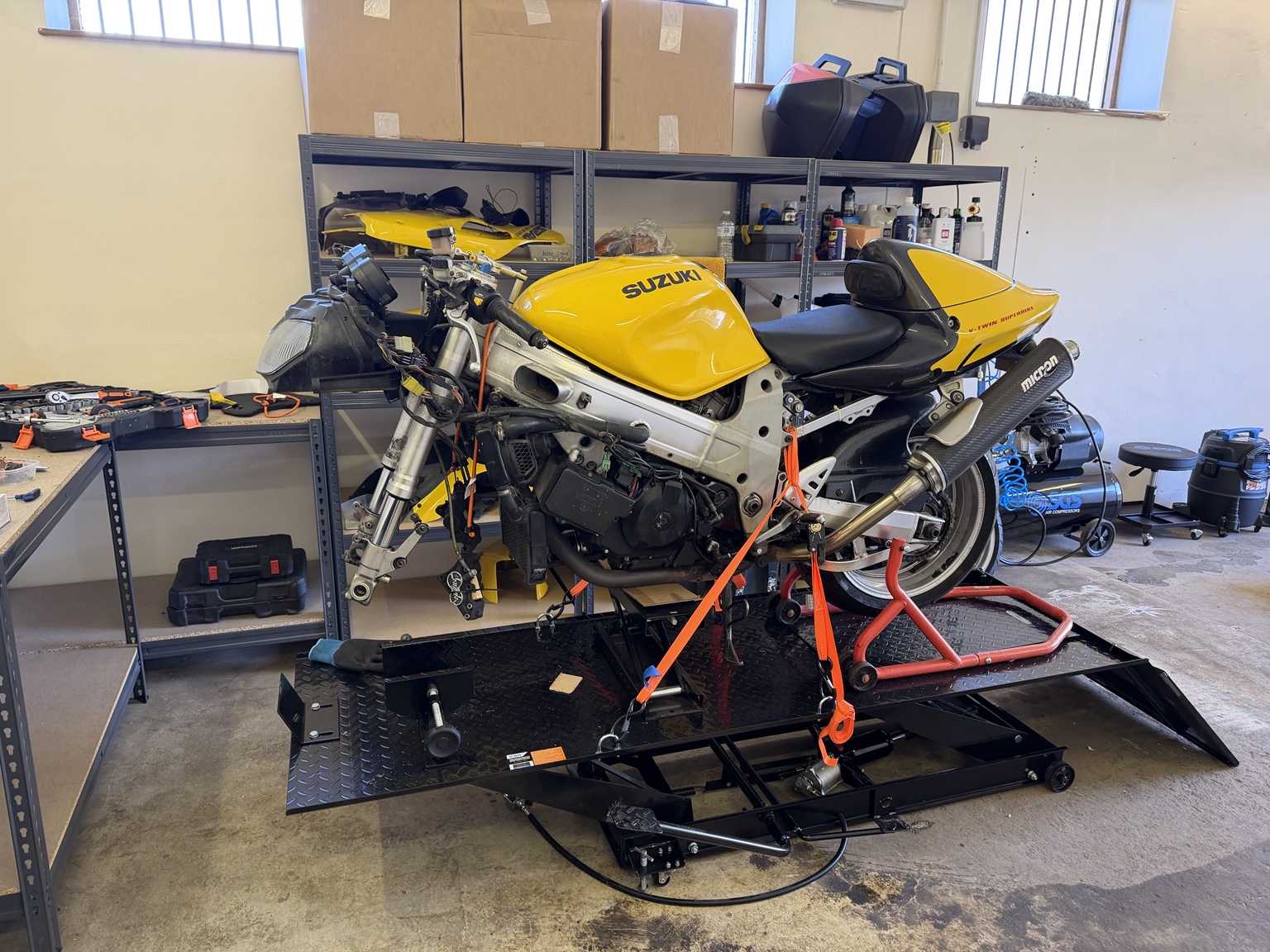 Suzuki TL1000R undergoing recommissioning at Revival Moto Co